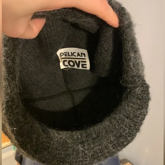 Pelican Cove Vintage Mohair Blend Slouchy Cap with Brim - Charcoal - Picture 2 of 4